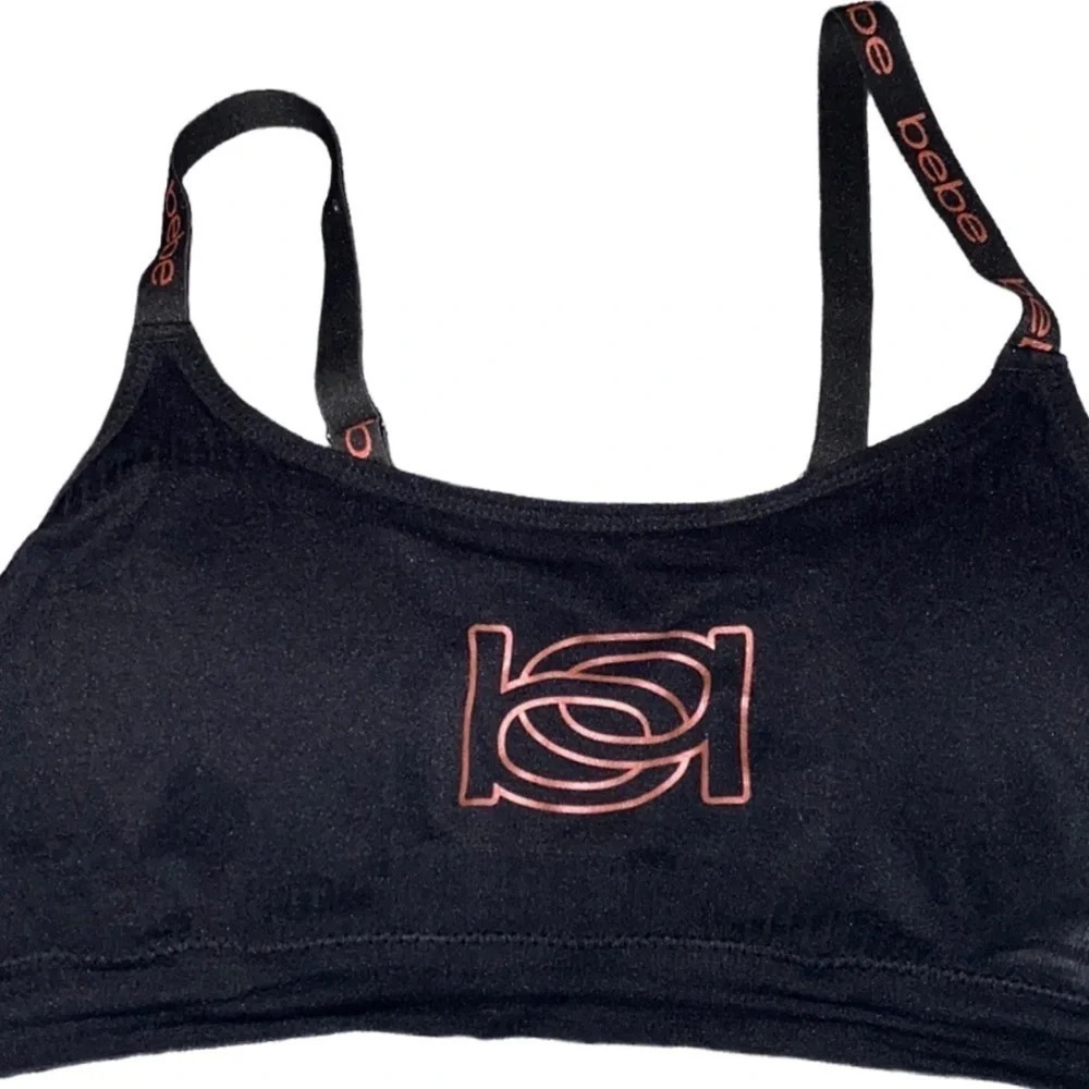 Bebe logo black padded bra  Sz L
